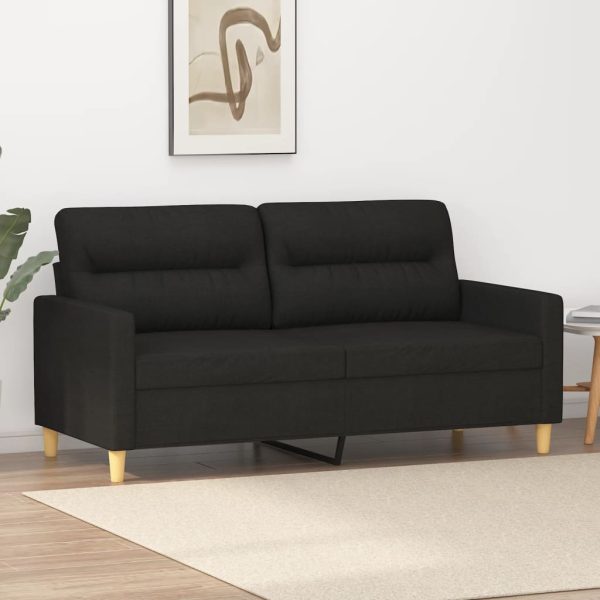 Sofá de 2 lugares tecido 140 cm preto