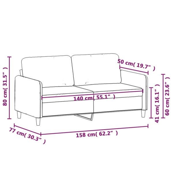 Sofá de 2 lugares tecido 140 cm cinzento-acastanhado - Image 8