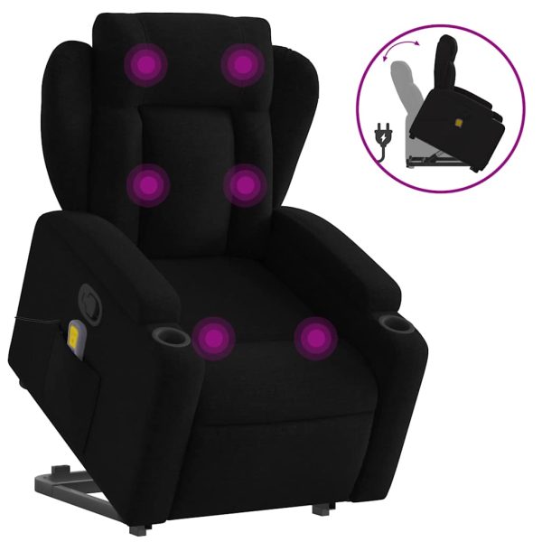 Poltrona de massagens reclinável elevatória tecido preto - Image 2