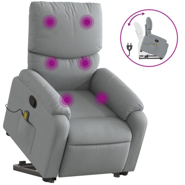Poltrona reclinável massagens tecido cinzento-claro - Image 2