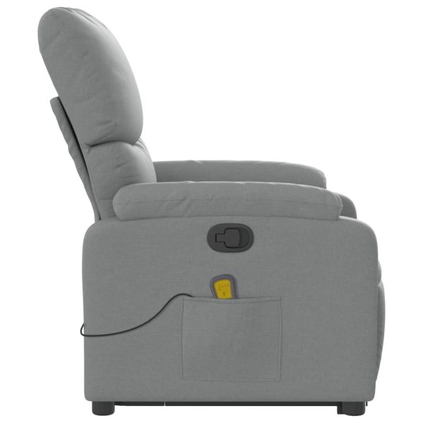 Poltrona reclinável massagens tecido cinzento-claro - Image 10