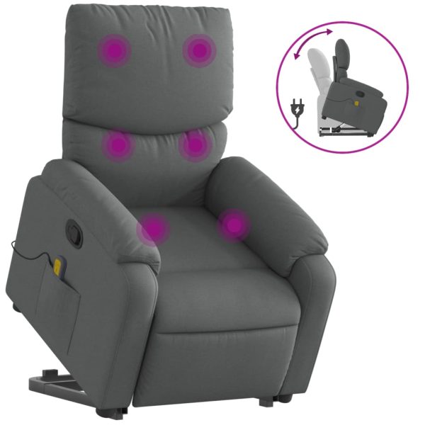 Poltrona elevatória de massagens tecido cinzento-escuro - Image 2