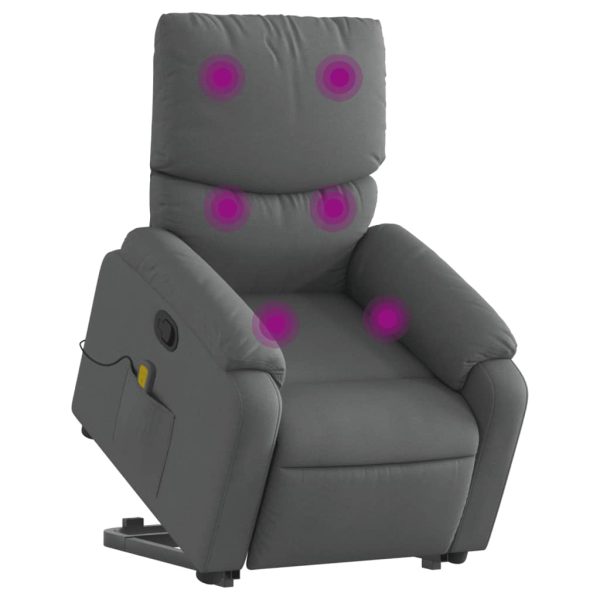 Poltrona elevatória de massagens tecido cinzento-escuro - Image 3