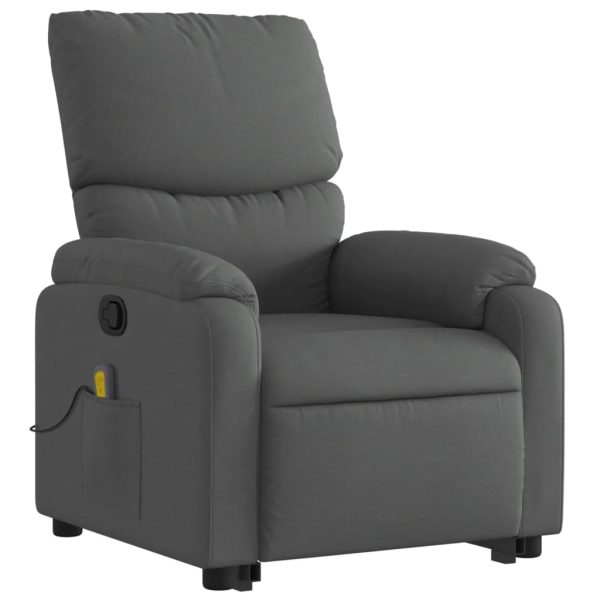 Poltrona elevatória de massagens tecido cinzento-escuro - Image 4