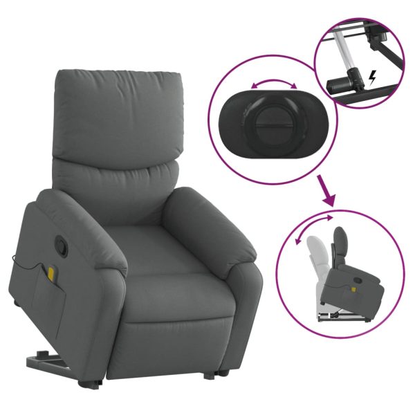 Poltrona elevatória de massagens tecido cinzento-escuro - Image 6