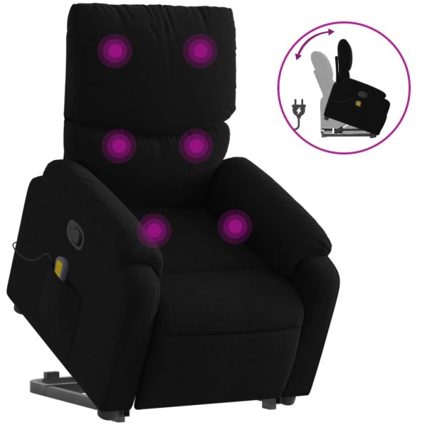 Poltrona de massagens reclinável elevatória tecido preto - Image 2