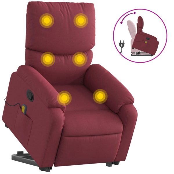Poltrona de massagens reclin. elevatória tecido vermelho tinto - Image 2