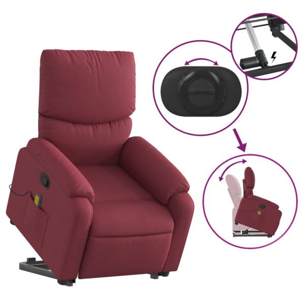 Poltrona de massagens reclin. elevatória tecido vermelho tinto - Image 6
