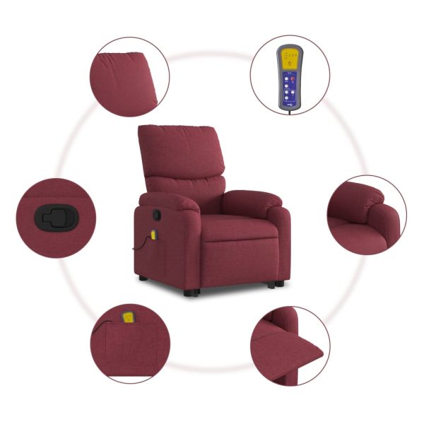 Poltrona de massagens reclin. elevatória tecido vermelho tinto - Image 8
