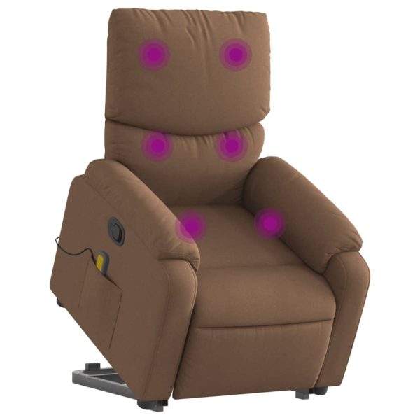 Poltrona reclinável massagens tecido castanho - Image 3