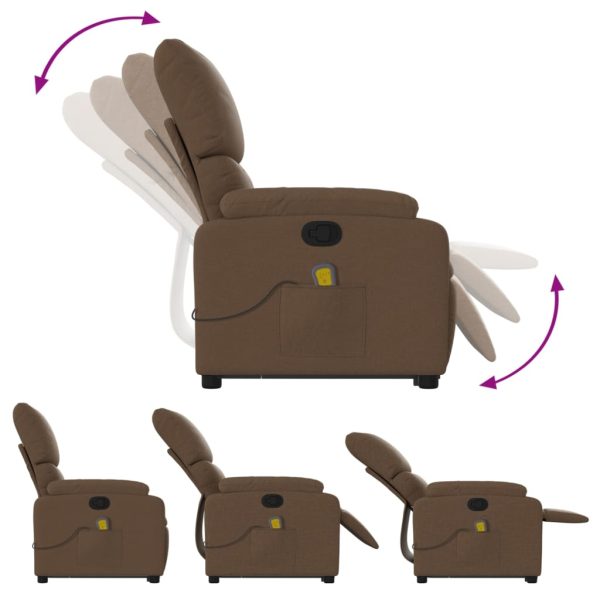 Poltrona reclinável massagens tecido castanho - Image 7