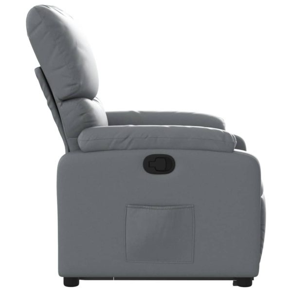 Poltrona reclinável elevatória couro artificial cinzento - Image 10