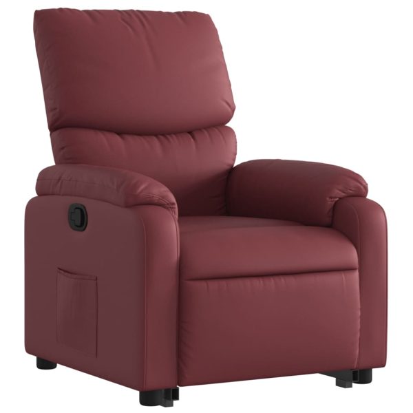 Poltrona reclinável elevatória couro artificial vermelho tinto - Image 4