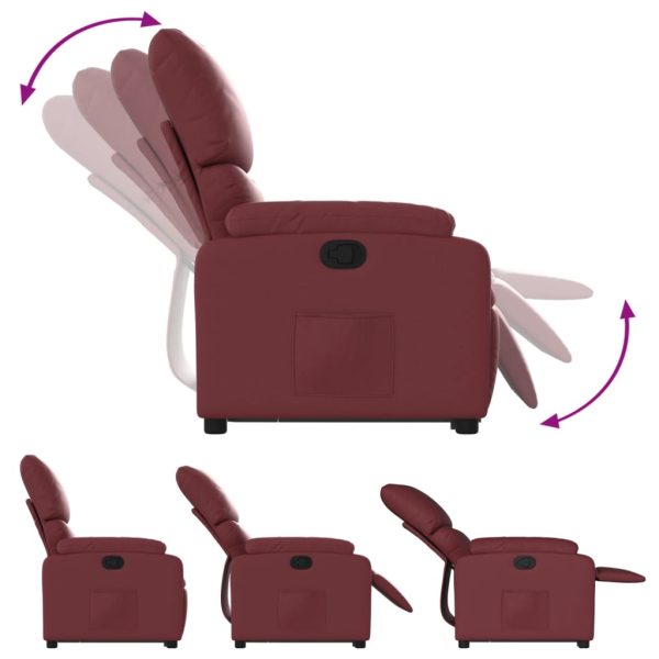 Poltrona reclinável elevatória couro artificial vermelho tinto - Image 7