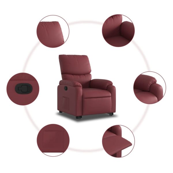 Poltrona reclinável elevatória couro artificial vermelho tinto - Image 8