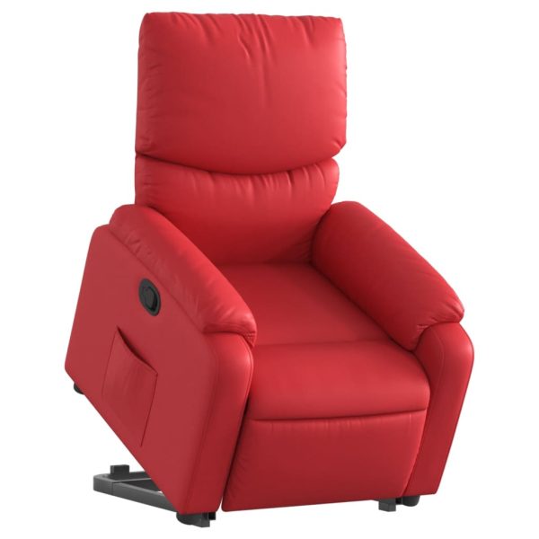 Poltrona reclinável elevatória couro artificial vermelho - Image 3
