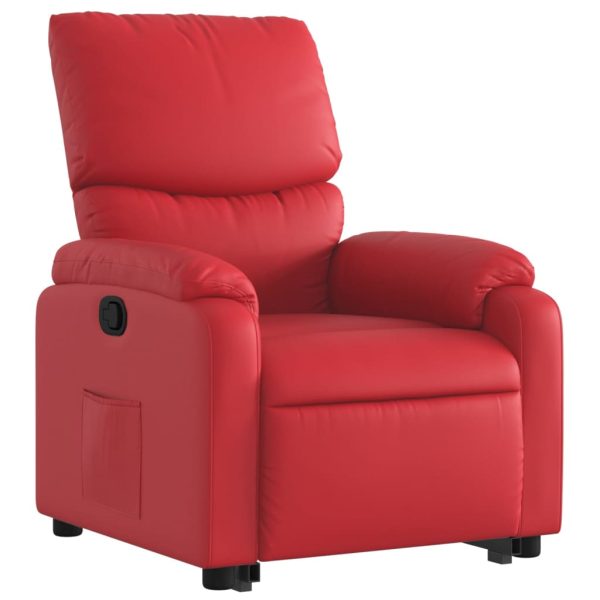 Poltrona reclinável elevatória couro artificial vermelho - Image 4