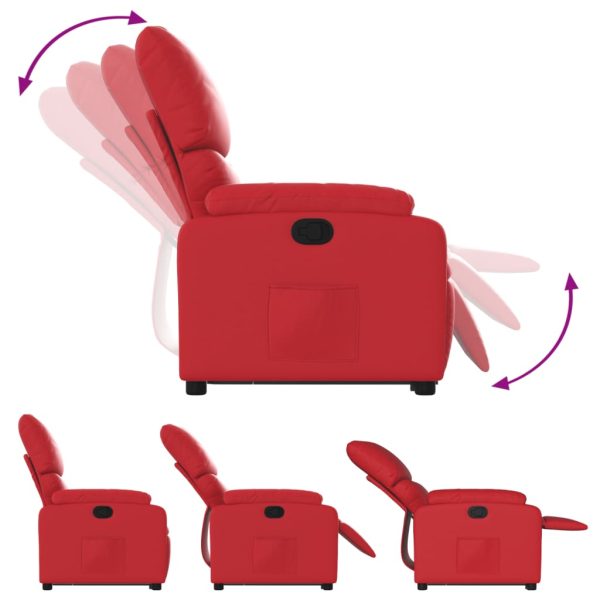 Poltrona reclinável elevatória couro artificial vermelho - Image 7