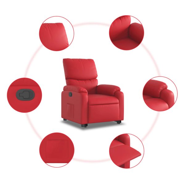 Poltrona reclinável elevatória couro artificial vermelho - Image 8