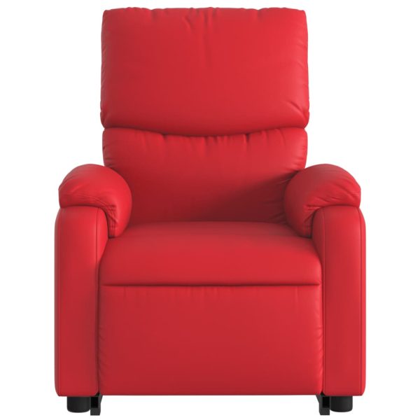 Poltrona reclinável elevatória couro artificial vermelho - Image 9
