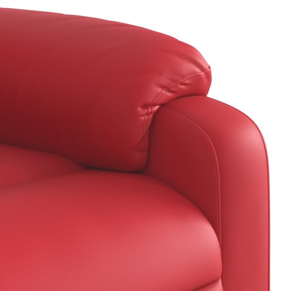 Poltrona reclinável elevatória couro artificial vermelho - Image 11