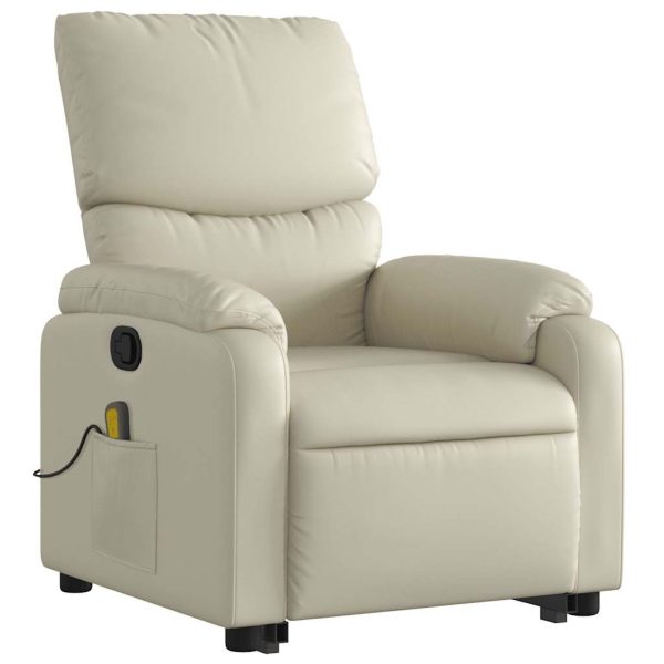Poltrona reclinável de massagens couro artificial cor creme - Image 4