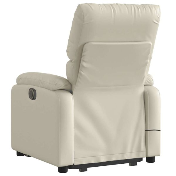 Poltrona reclinável de massagens couro artificial cor creme - Image 5