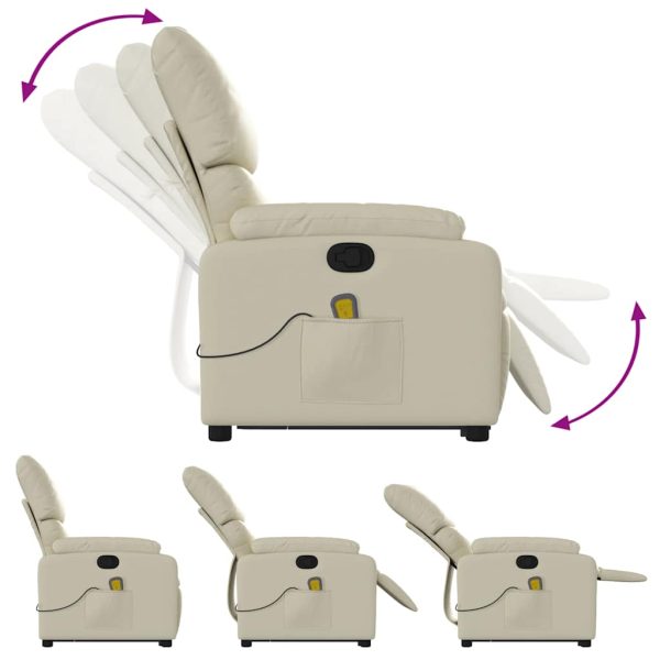 Poltrona reclinável de massagens couro artificial cor creme - Image 7