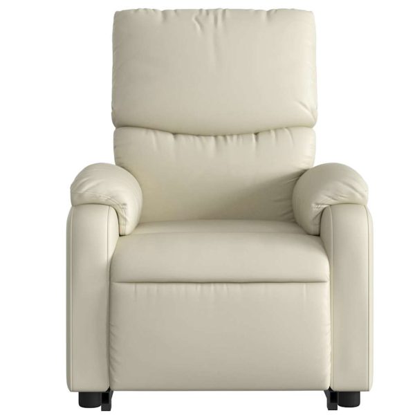 Poltrona reclinável de massagens couro artificial cor creme - Image 9