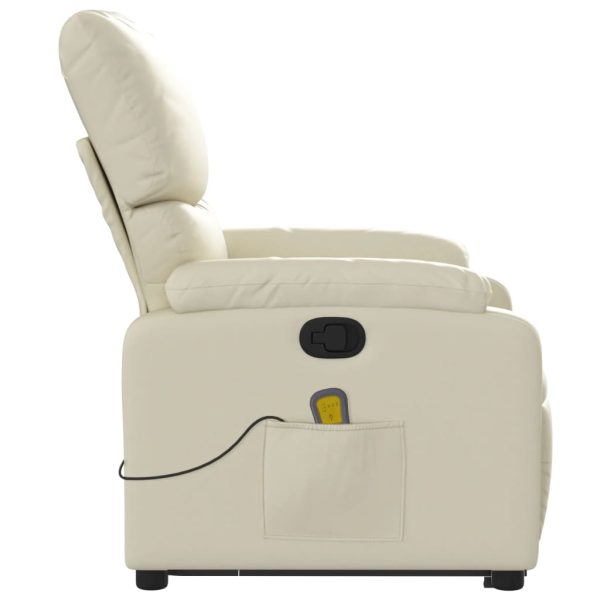 Poltrona reclinável de massagens couro artificial cor creme - Image 10