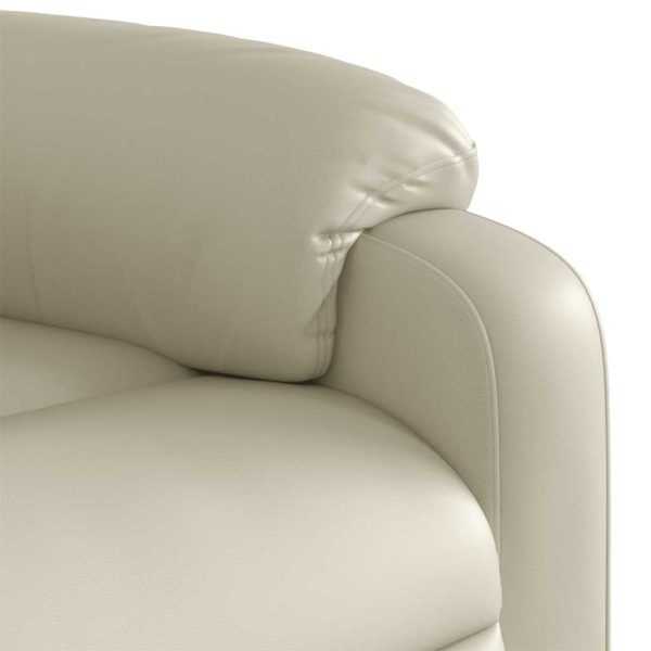 Poltrona reclinável de massagens couro artificial cor creme - Image 11