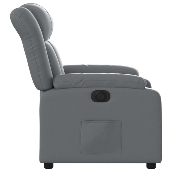 Poltrona reclinável elétrica couro artificial cinzento - Image 10