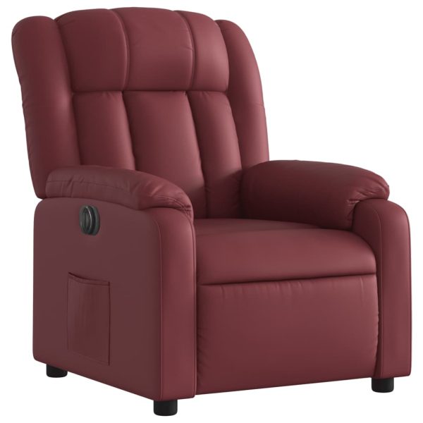 Poltrona reclinável elétrica couro artificial vermelho tinto - Image 3
