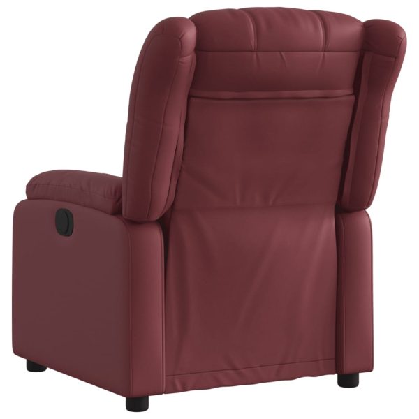 Poltrona reclinável elétrica couro artificial vermelho tinto - Image 4