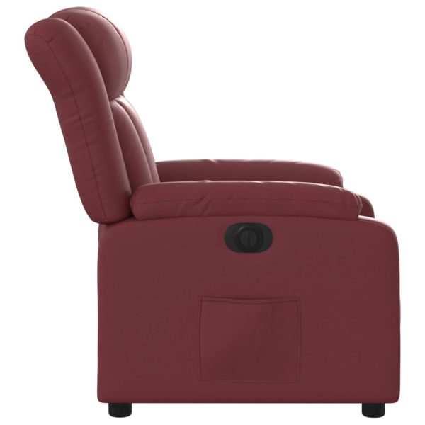 Poltrona reclinável elétrica couro artificial vermelho tinto - Image 9