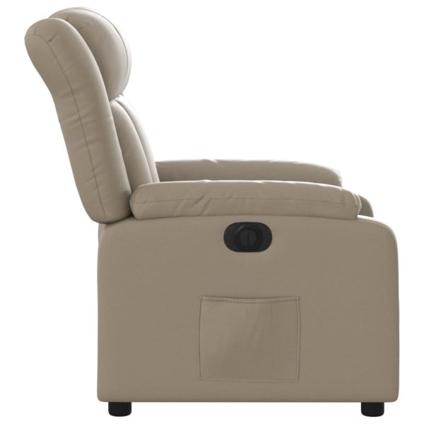 Poltrona reclinável elétrica couro artificial cor cappuccino - Image 10
