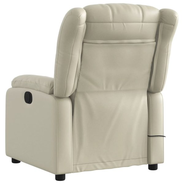 Poltrona massagens reclinável elétrica couro artificial creme - Image 5
