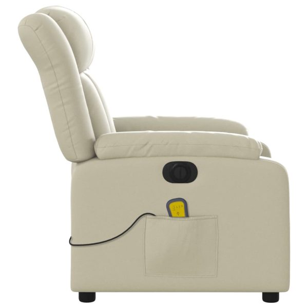 Poltrona massagens reclinável elétrica couro artificial creme - Image 10