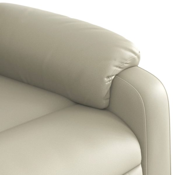 Poltrona massagens reclinável elétrica couro artificial creme - Image 11