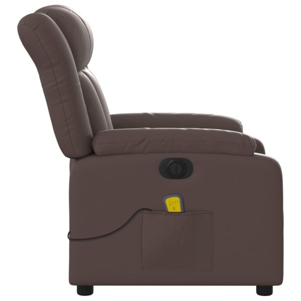 Poltrona massagens reclinável elétrica couro artif. castanho - Image 10