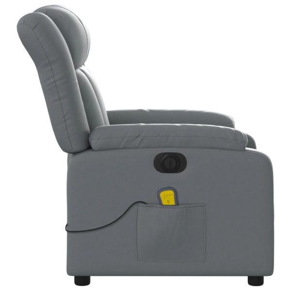 Poltrona massagens reclinável elétrica couro artif. cinzento - Image 10