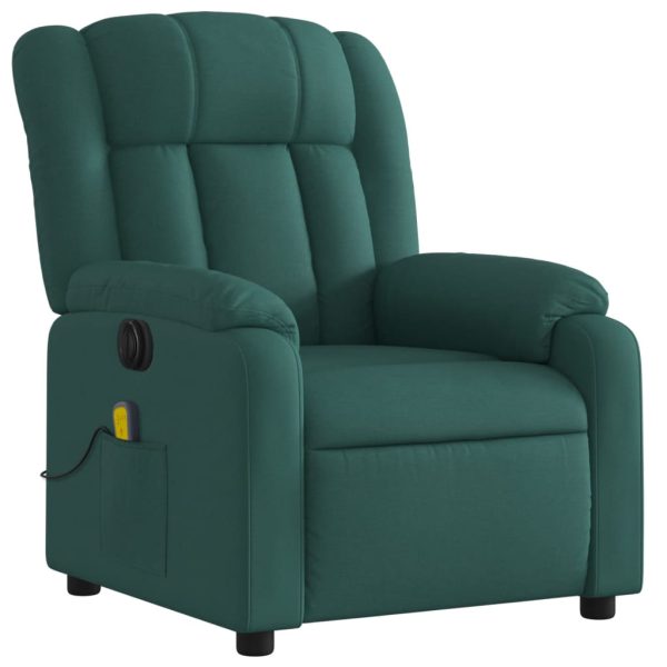 Poltrona reclinável de massagens elétrica tecido verde-escuro - Image 3