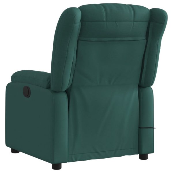 Poltrona reclinável de massagens elétrica tecido verde-escuro - Image 4