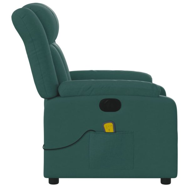 Poltrona reclinável de massagens elétrica tecido verde-escuro - Image 9