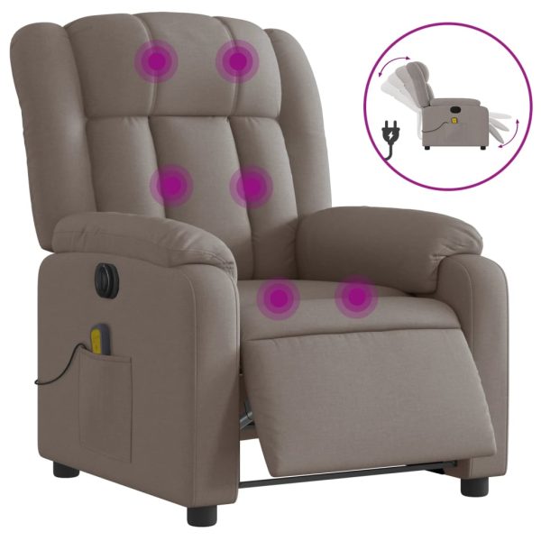 Poltrona reclinável massagens elétrica tecido cinza-acastanhado - Image 2