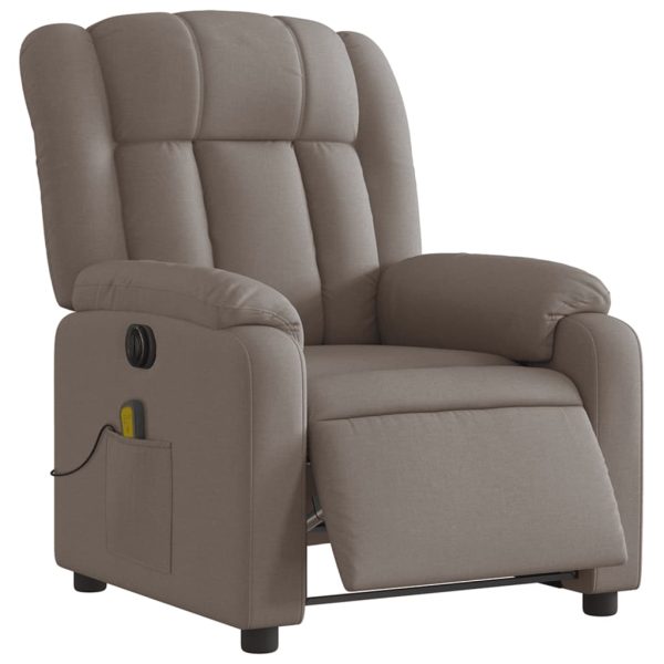 Poltrona reclinável massagens elétrica tecido cinza-acastanhado - Image 3