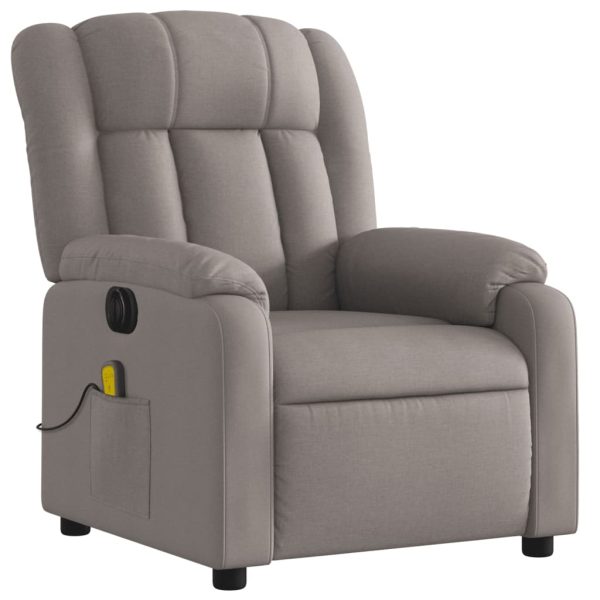 Poltrona reclinável massagens elétrica tecido cinza-acastanhado - Image 4
