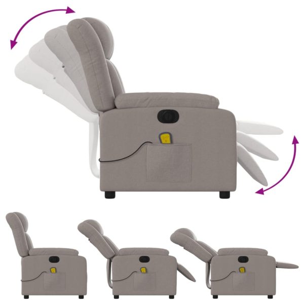 Poltrona reclinável massagens elétrica tecido cinza-acastanhado - Image 7