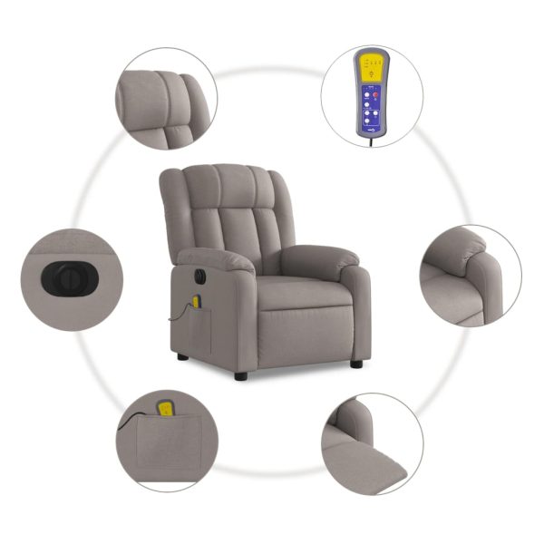 Poltrona reclinável massagens elétrica tecido cinza-acastanhado - Image 8