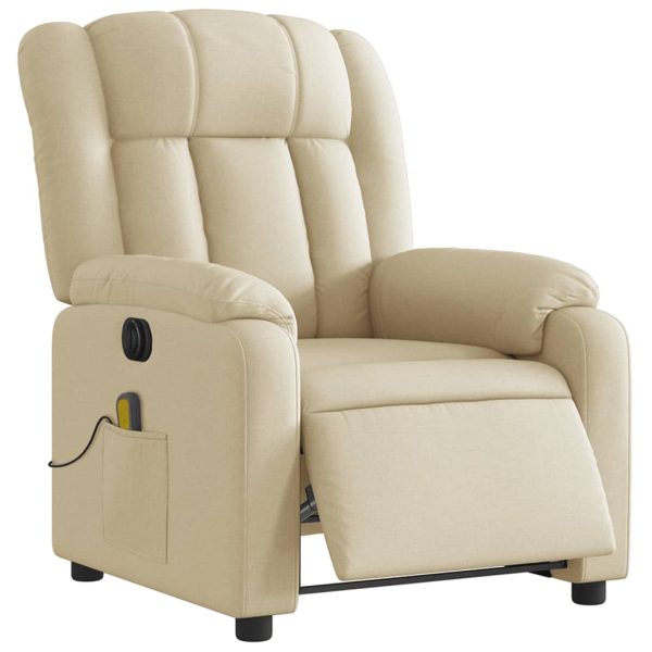 Poltrona de massagens reclinável elétrica tecido creme - Image 3